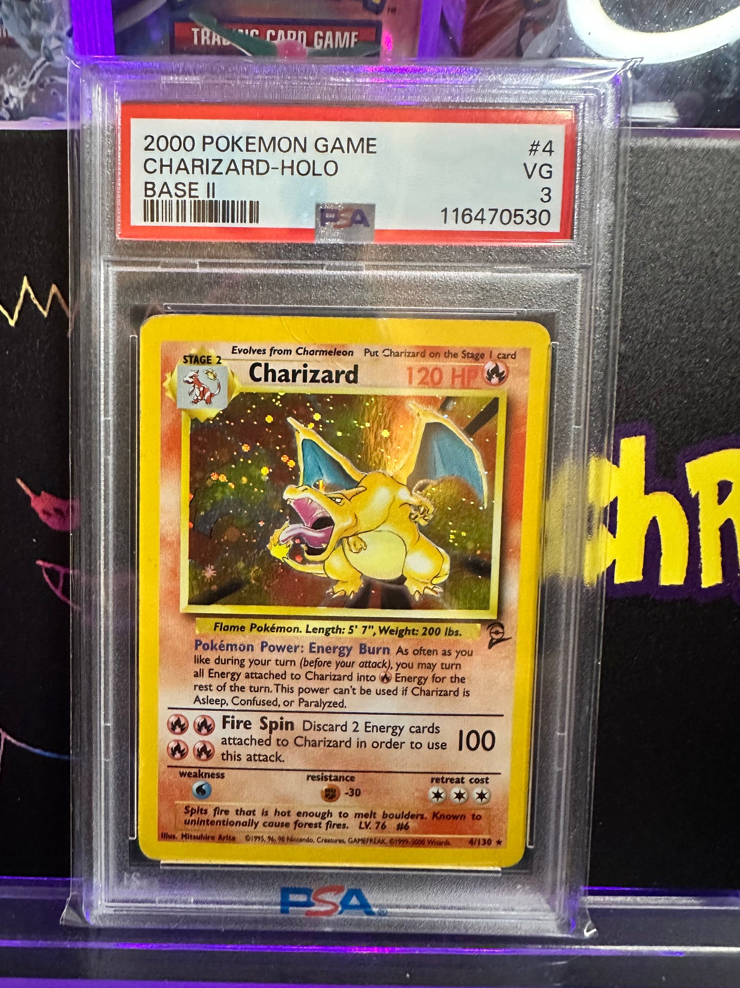 Charizard - 004/130 - Base Set 2 - PSA 3 - Really nice swirl
