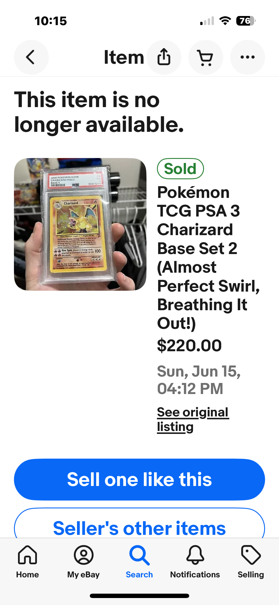 Charizard - 004/130 - Base Set 2 - PSA 3 - Really nice swirl