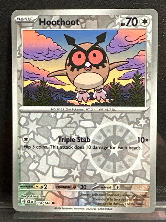 Hoothoot - 114/142 - Reverse Holo - Stellar Crown - NM